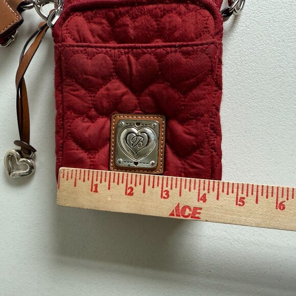 Brighton Quilted Crossbody Mini Bag Adjustable Strap Heart Charm Front Pocket - Picture 11 of 13